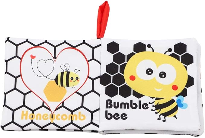 Bebe Mondo High Contrast Baby Book, Newborn Toys 0-3 Months,Black and White Crinkle Books for Babies,Soft Sensory Infant Toys 0-6-12 Months,Stroller Toy for Vision Development,Shower Gift for Boy Girl