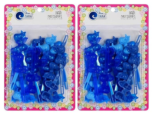 Classics Self Hinge Hair Barrettes for Girls Plastic Hair Barrettes for Baby bow Girl Barrettes 80s 90s Bow Cartoon Design Hair Pins for Baby Girls Toddlers total 40 count (BLUE MIX)