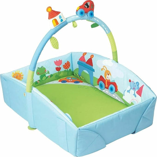 HABA Whimsy City Soft Fabric Play Gym with Detachable Arch - Use as a Play Surface, Changing Area or Small Bed