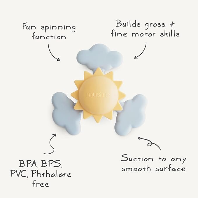 mushie Sunshine Suction Spinner Toy | Toddler Sensory Toys for Bath & Play