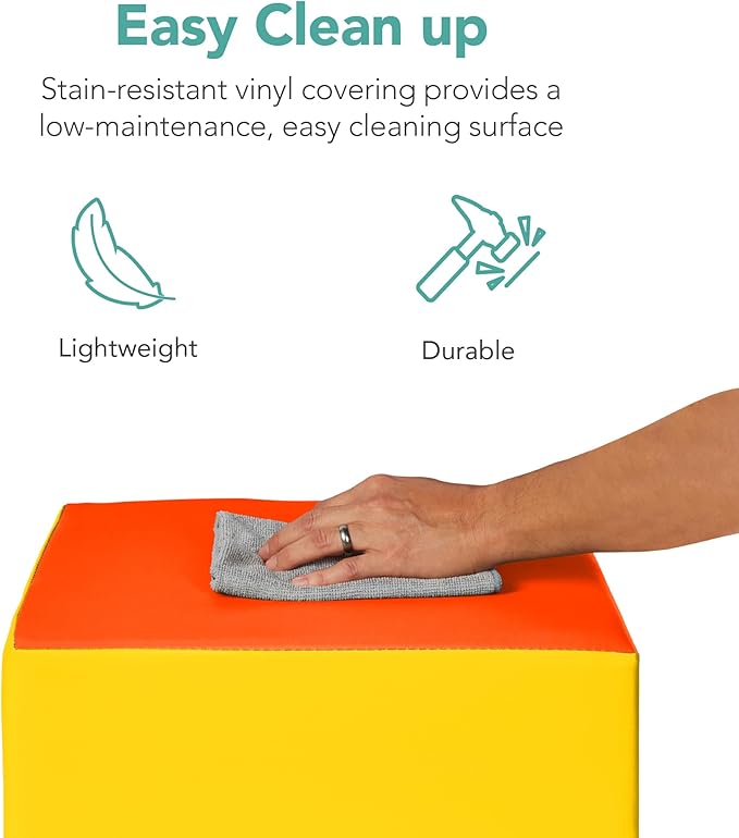 Best Choice Products Soft Foam Climbing Blocks for Toddlers, 4-Piece Baby Play Set, Easy-Clean Vinyl Foam Shapes, Safe Certified Materials, Early Learning Motor Skill Development Toy - Multicolor