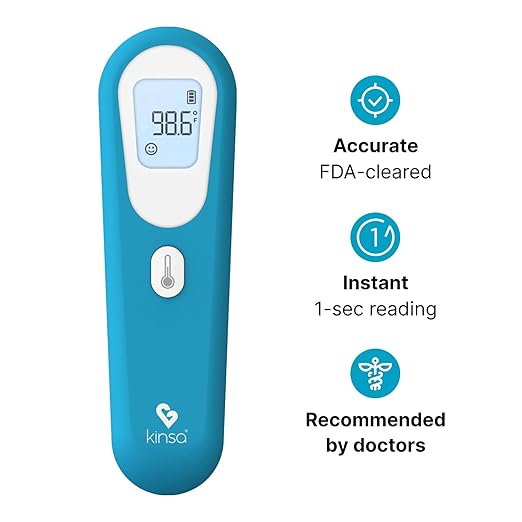 Kinsa QuickScan Smart Forehead Thermometer for Adults, Kids and Babies, No-Touch Digital Thermometer, App-Connected Family Health Tracking, Fast Accurate Fever Readings