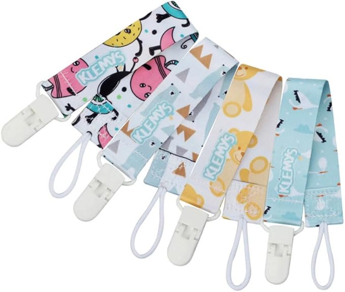 Baby Pacifier Clips, 4 Pack Binky Paci Holder and Leash Unisex for Boys and Girls Fits for Most Pacifier, Binkie Styles & Baby Teethers & Toys and Gift Universal Fit