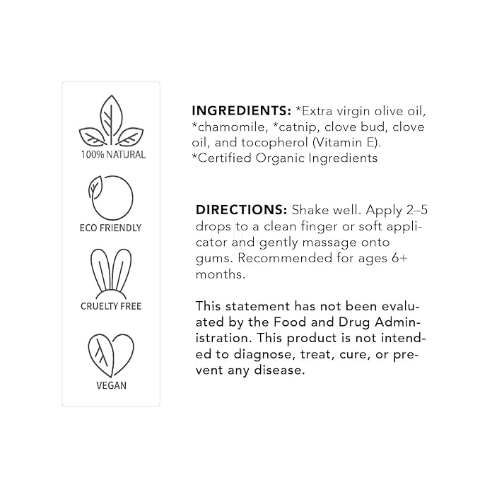 Balm Baby Teething Oil Rub - Natural Baby Teething Relief Aid with Chamomile & Clove - Vegan, Non-GMO, Gentle & Effective - 1 oz Glass Bottle (Bottle w/Cap)