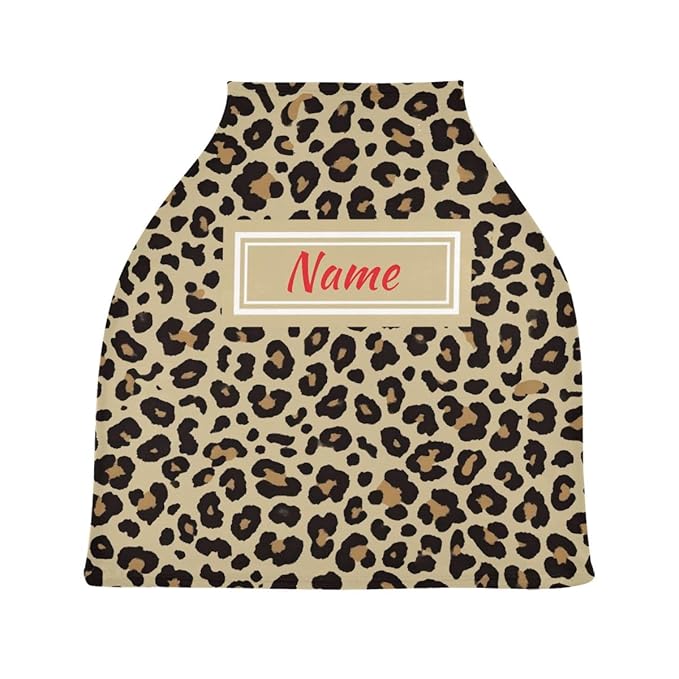 Custom Cheetah Leopard Baby Car Seat Cover Personalized Your Name Nursing Covers Breastfeeding Scarf Infant Carseat Canopy for Mom Baby Gift