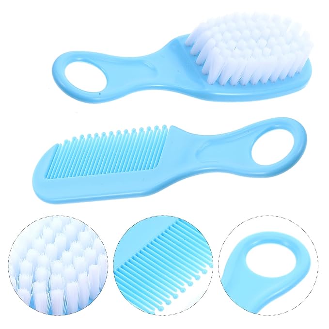 EXCEART Baby Hair Brush and Comb Set Massage Scalp Brush for Newborn and Toddler 1Set (Blue)