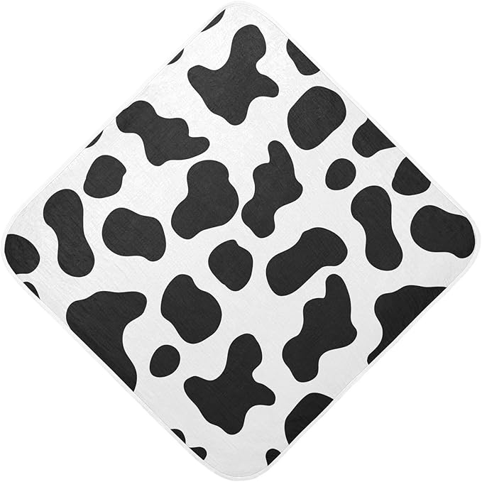 Cow Spots Baby Boys Girls Bath Towel Black White Baby Hooded Towels Newborn Toddlers Organic Cotton Washcloths Shower Beach Towel 35 x 35 Inch