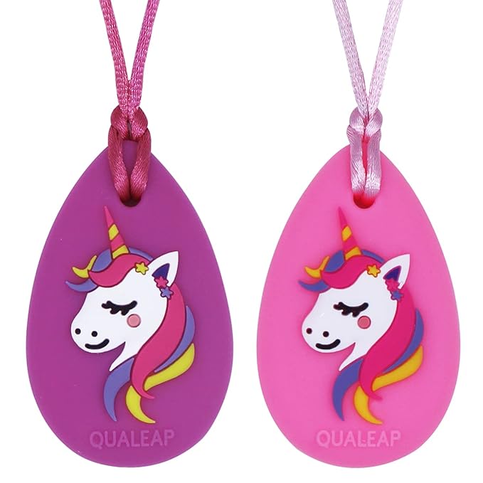Xtra Tough Chew Necklace for Kids Girls (Exclusive) - Chewing Necklace Teething Necklace Teether Necklace Chew Toys Teething Toys - Designed for Chewing, Autism Sensory Teether Toy (2 Pack)
