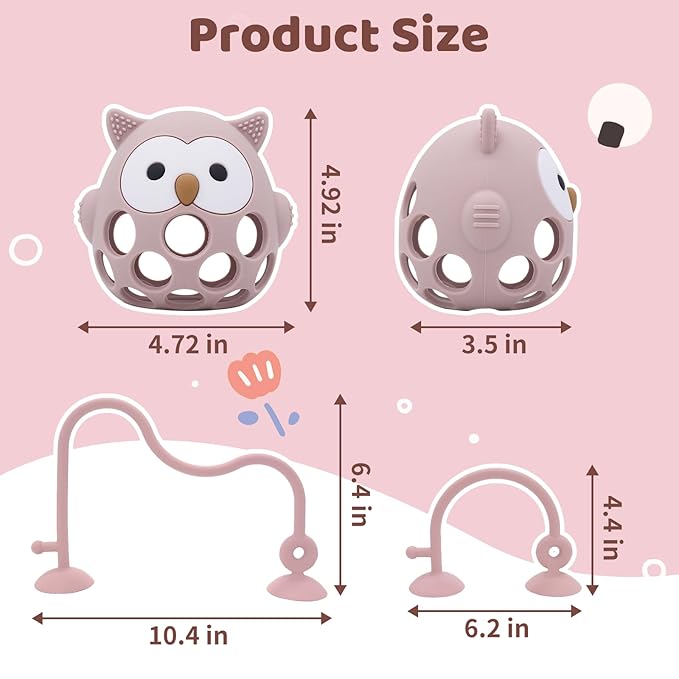 Baby High Chair Suction Toys Teething Chew - Baby Teething Table Toys Silicone Teethers, Food Grade Silicon for 6 12 18 Months (Pink)