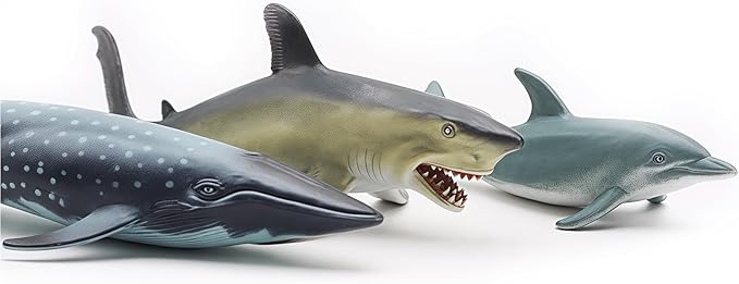 Gemini&Genius Whale Shark Animals Action Figure Toys for Kids (Dolphin, Tiger Shark, Whale Shark)