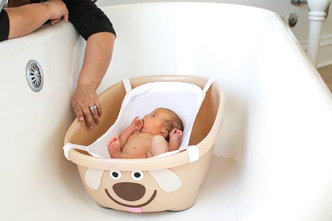 Prince Lionheart TUBIMAL Infant and Toddler Bath Tub - DOG | Tub Becomes a Storage Bin | Include a Stackable Lid and Infant Mesh Hammock | Innovative Outside Drain Plug | Perfect Bin for Toy Storage