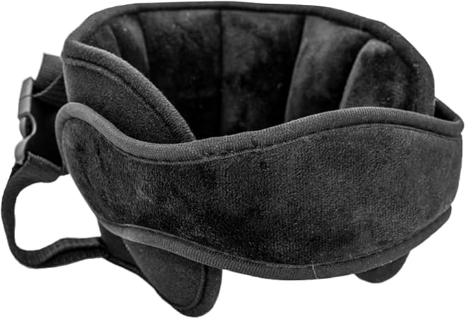 Car Seat Head Support, Soft Comfortable Adjustable Seat Neck Relief Support Band for Sleeping Kids, Automotive Headrest Holder Strap for Toddler Children Infant, Universal Fit (Black)