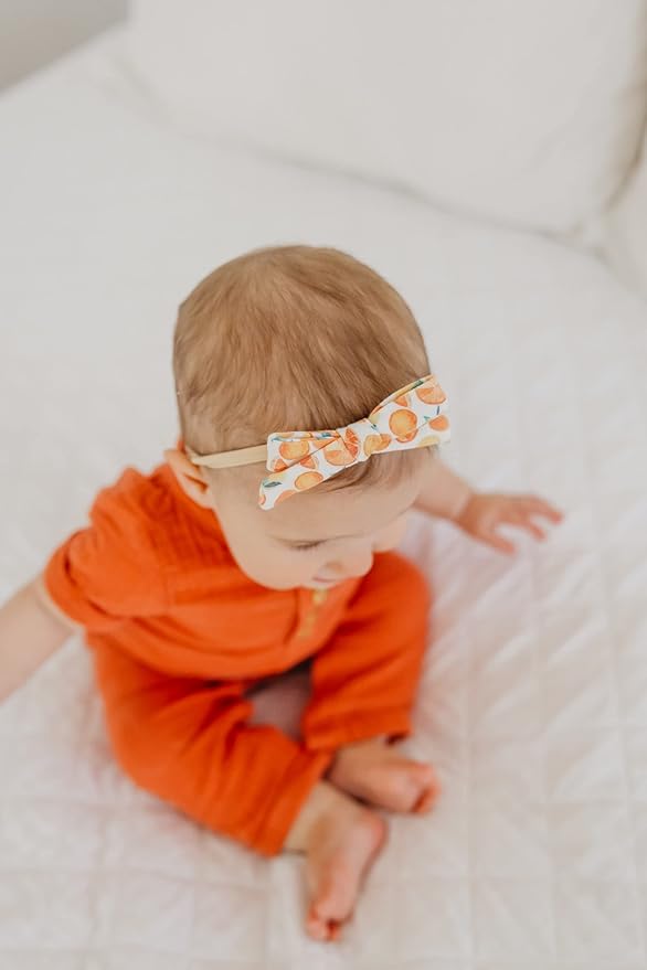 Copper Pearl Ribbon Baby Bow Citrus