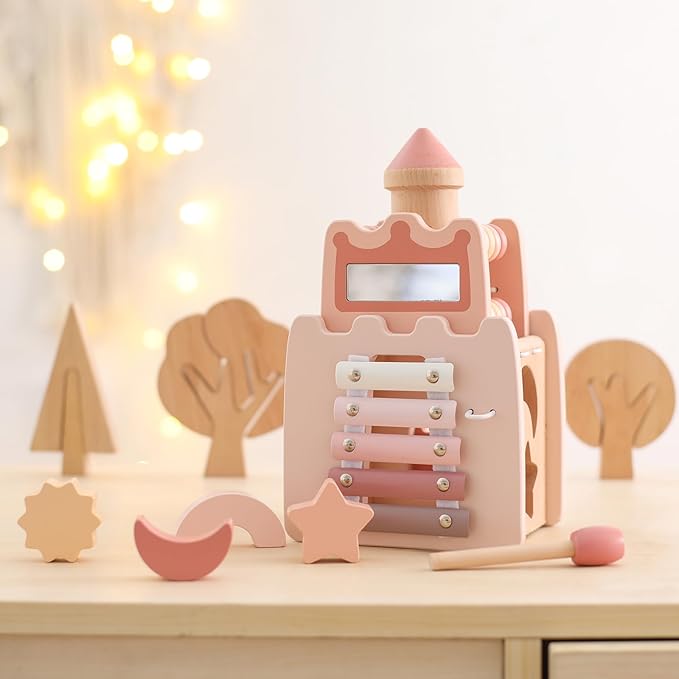 Wooden Montessori Activity Cube for Preschoolers 3-5 Multi-Sensory Learning Toy, Educational and Screen-Free Birthday for Kids