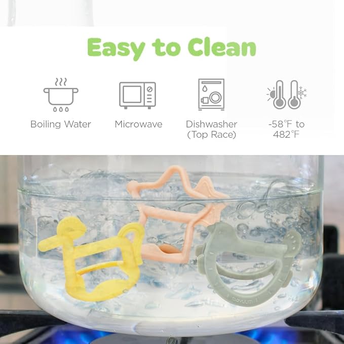 Moyuum Silicone Star Teether Toy | Made in Korea, Provides Teething Relief, Wearable Wrist Teether is Easy to Hold, Drop Resistant Bracelet, Babies 3+ Months
