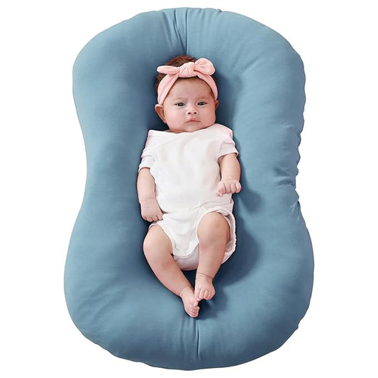 FUNUPUP Rayon Derived from Bamboo Baby Lounger Cover Compatible with Snuggle Me Lounger, Infant Lounger Pillow Cover for Newborn, Removable Elastic Newborn Lounger Cover,Cover Only,Sea Blue