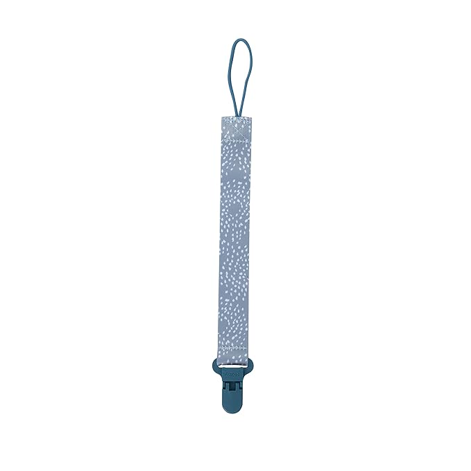Nuby Pacifinder Baby Pacifier Clip - (2-Pack) - Pacifier Holder Clip with Convenient Hook Loop - Blue Dots and Green Dino