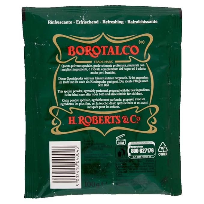 Roberts: Borotalco Talc Powder 3.5 Ounce (100gr) Packages (Pack of 4) [ Italian Import ]