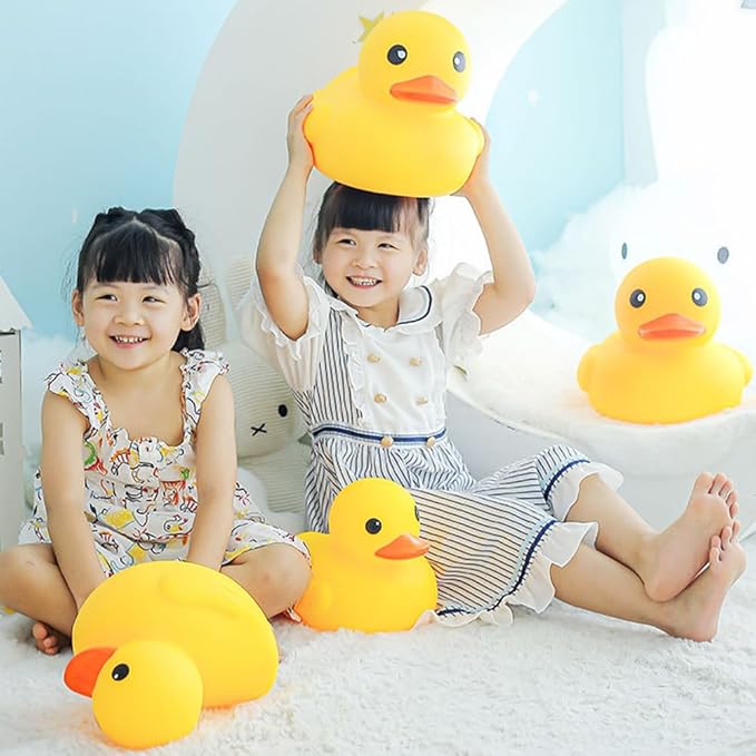 7.2Inch No Hole Yellow Rubber Ducks Large Bath Duck Toys for Toddlers Boys Girls,Mold Free Yellow Ducky in Bulk Huge Ducks Baby Shower Duck Decorations Party Favors