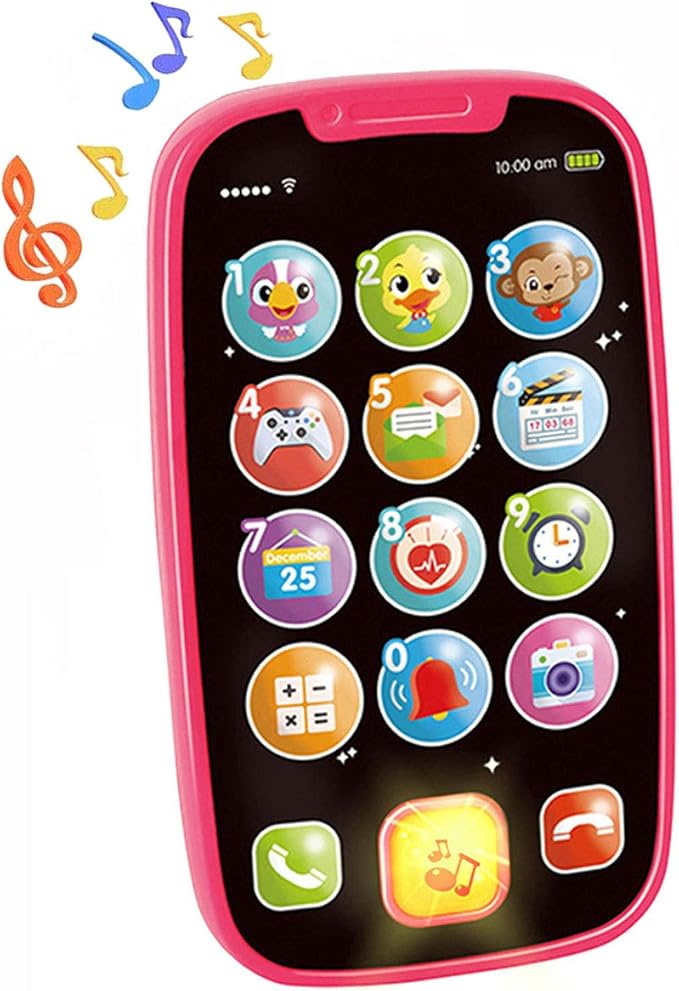 Toys for 1 Year Old Girl Gifts, 15 Functions Toy Phone Toddler Girl Toys, Learning Baby Toys 12-18 Months, Kids Cell Phone Easter Basket Stuffers - Pink
