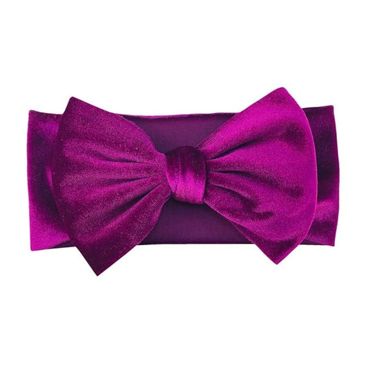 Baby Girl's 7'' Soft Big Bowknot Velvet Headband Toddler Hairband for Photography Travel Party Festivals (Grape, One Size)