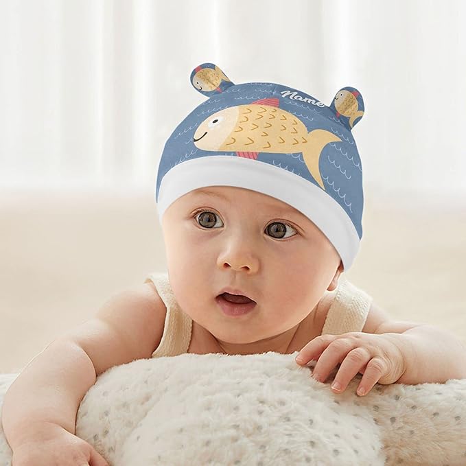 Personalized Baby Name Car Seat Cover for Boys Girls, Custom Nursing Covers for Breastfeeding, Infant Stroller Canopy, Baby Carseat Cover for Newborn, Multiuse Car Seat Canopies, Cartoon Fish