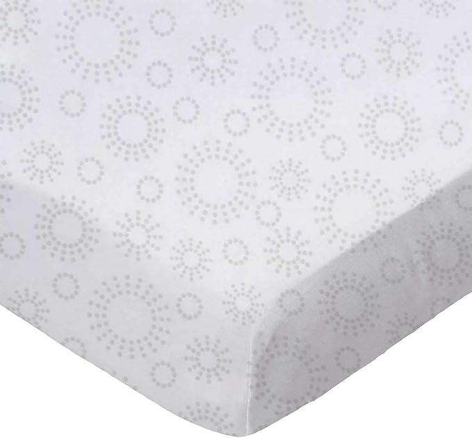 SheetWorld Baby Fitted Bassinet Sheet Fits Maxi COSI 20 x 32 inches, 100% Cotton Woven Sheet, Unisex Boy Girl, Grey Dot Circles, Made in USA