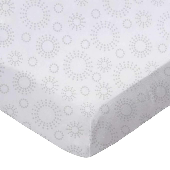 SheetWorld Fitted 100% Cotton Percale Pack N Play Sheet Fits Graco Square Play Yard 36 x 36, Grey Dot Circles, Made in USA