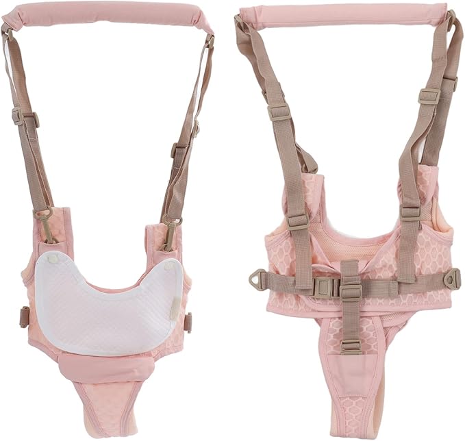 Baby Walking Harnesses, Lightweight Adjustable Detachable Crotch Pad Handheld Toddler Walk Assistant Belt Adjustable Standing Up and Walking Learning Helper for(Cherry Blossom Powder - Mesh Cloth)