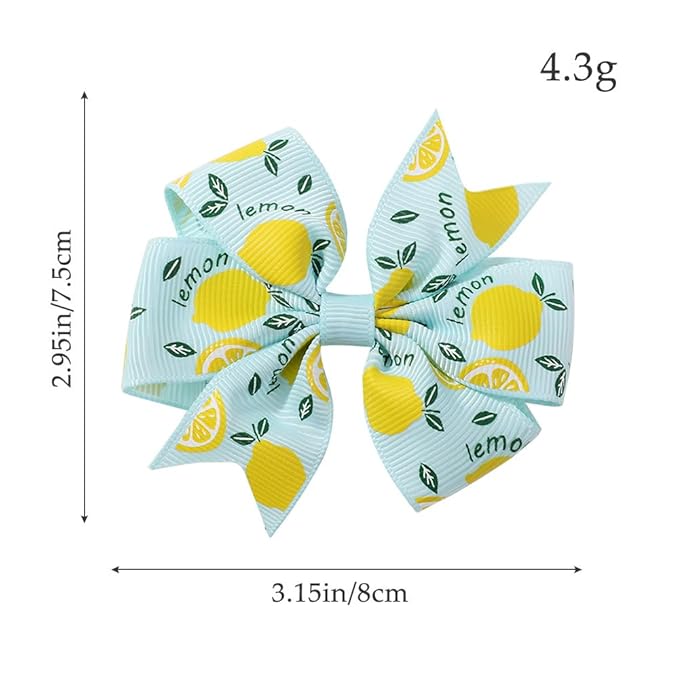 Lemon Bow Clips Baby Girls Fruits Bowknot Pin Kids Girls Yellow Lemon Hair Bow Clips BBG97 (Set-A)