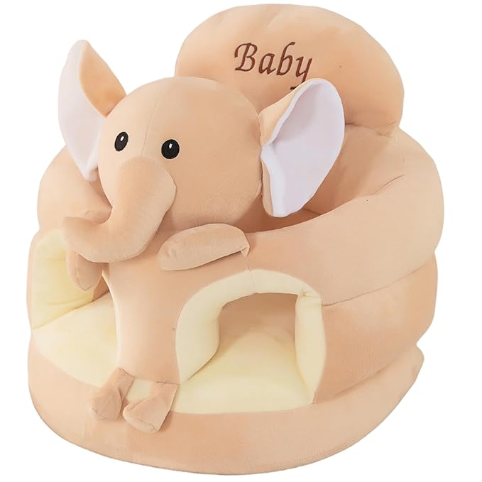 Baby Floor Seat, 17.7 Inch Cute Elephant Learn to Sit Baby Seat with Thickened Support Plate, Soft ＆ Elastic for Toddler