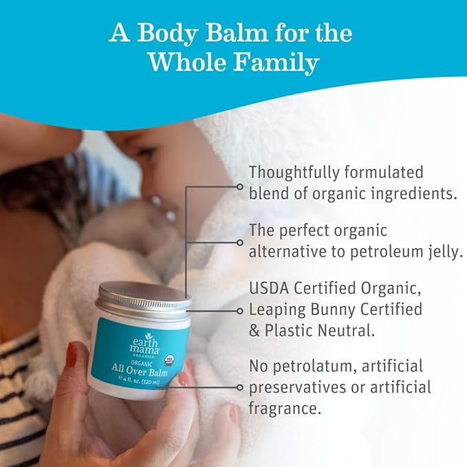 Earth Mama Organic All Over Balm - 4 oz (Pack of 2)