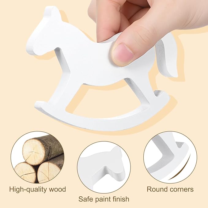 ULTNICE Small Wooden Rocking Horse Kids Toys - White