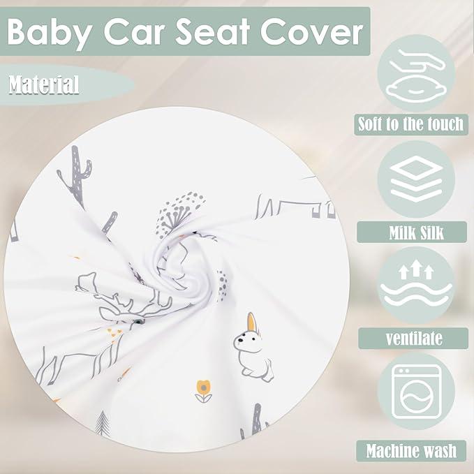 Baby Car Seat Cover, Infant Carrier Canopy for Boys Girls with Two Way Zipper Windproof 3 Modes with Extra Large Mesh Window for Stroller Car Seat (Style 2)