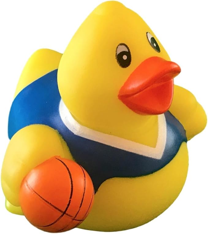 3" Rubber Duck [Sealed Hole, Floats Upright] - Baby Safe Bathtub Bathing Toy - Basketball Rubber Duck