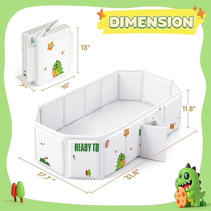 Collapsible Baby Bathtub with Drain Plug, Portable Foldable Toddler Bath Tub for Shower, Space Saving Travel Baby Tub for Infant Toddler Kids