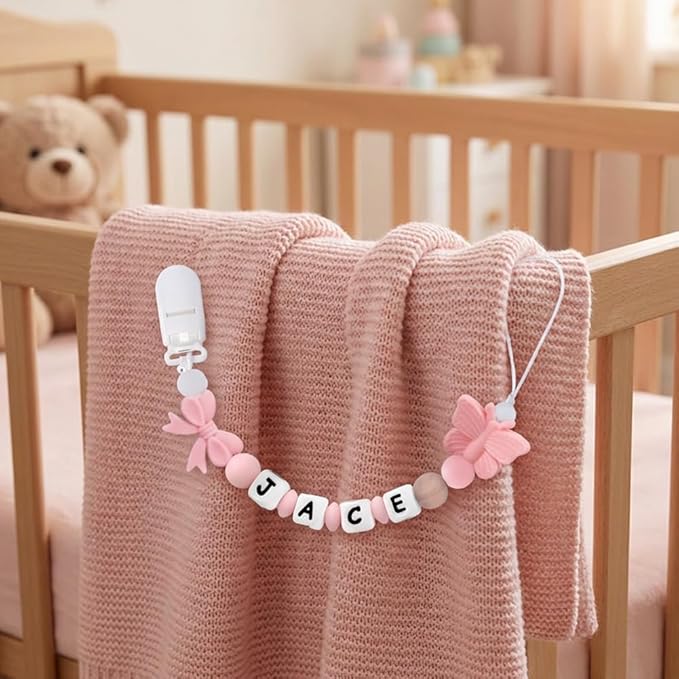 Custom Pacifier Clip with Name Baby Shower Gift for Girl Personalized Pacifier Holder