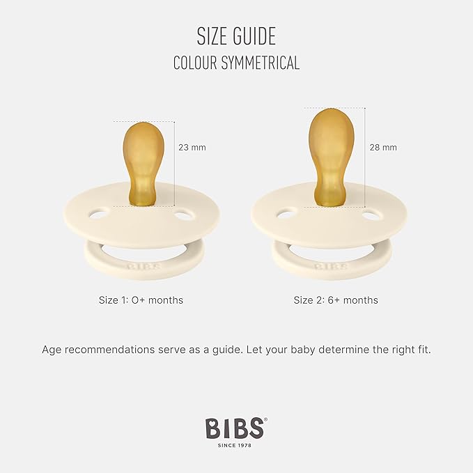 BIBS Colour Pacifier with Symmetrical Nipple| Natural Rubber Baby Pacifier | Set of 4 BPA-Free Soothers | Made in Denmark | Cloud Mix | Size 0-6 Months