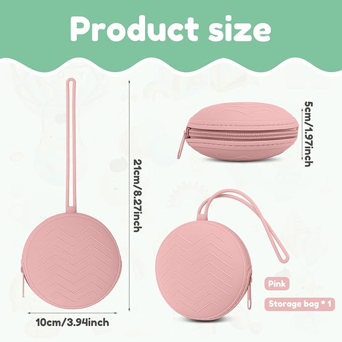 Silicone Pacifier Holder Case, Portable Leakproof Design Baby Pacifier Storage Case, Newborn Baby Silicone Pouch for Boys & Girls, Easy Clean (Pink)