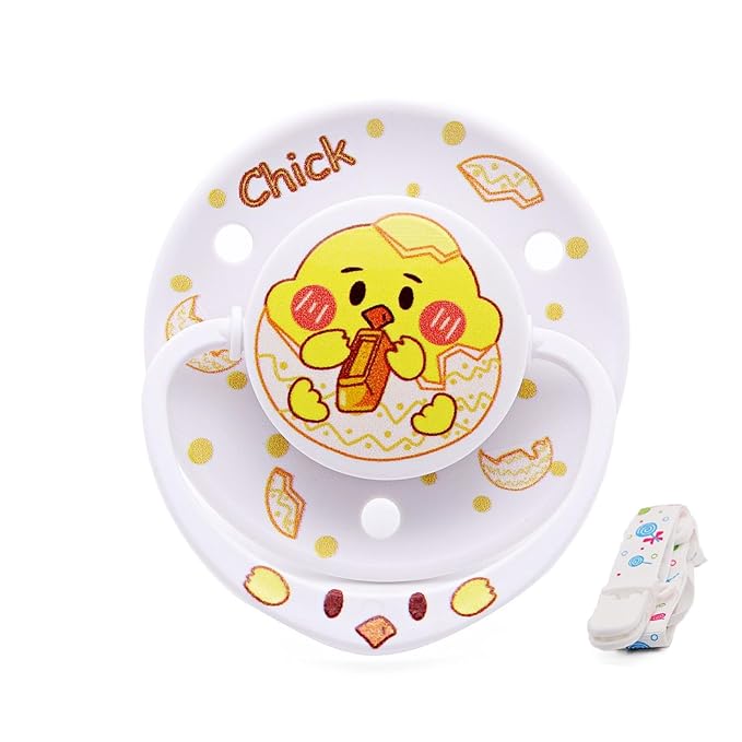 Adult Anxiety Relief Pacifier Large Shield Little Chicken Silicone with Clip for Sleep