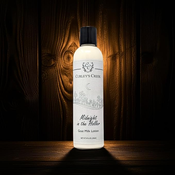 Curley's Creek Goat Milk Lotion | Handmade Natural Skincare | 4 ounce & 8 ounce 8 ounce, Midnight in the Holler (Spicy)