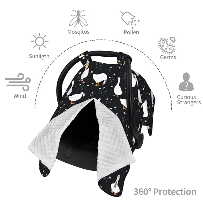 Cute Dressed Geese Baby Car Seat Canopy and Nursing Cover for Breastfeeding Multi-Use Cover Lightweight Infant Stretchy Carrier Carseat Winter Cover for Newborn Girls Boys