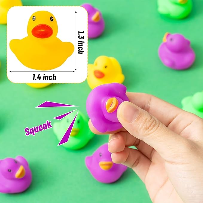 Haooryx Mardi Gras Rubber Ducks - 60Pcs Mini Bath Toys Colorful Miniatures Tiny Ducks Squeak Bathtub Float Ducky Mardi Gras Carnival Party Favors Game Reward Baby Shower Birthday Pool Party Decoration