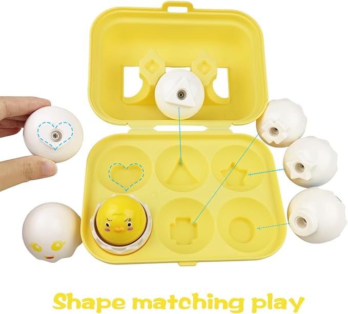Pinkiwine Easter Hide & Squeak Eggs Montessori Sorting & Matching Learning Toys for Toddlers Kids Boys Girls Easter Basket Stuffers Gifts Party Favors