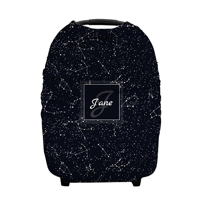 Personalized Constellation Baby Car Seat Covers with Name, Custom Nursing Cover Breastfeeding for Babies, Carseat Canopy for Boys and Girls, Infant Stroller Cover, Breathable Carseats Cover