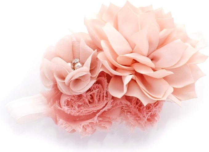 My Lello Shabby Fabric Flower Cluster Headbands Baby - Girls - Toddler Stretchy Elastic