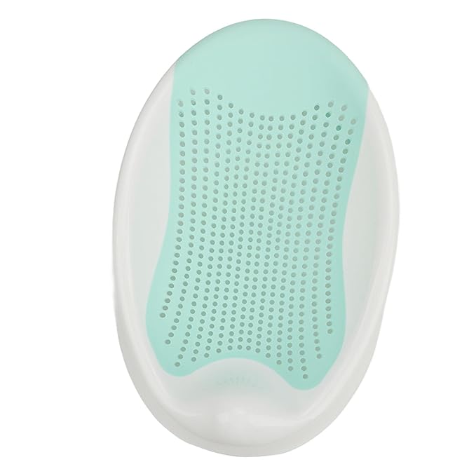 Baby Bathtub, Slipless Bath Tub Comfortable, Soft Silicone Lying Support Bracket Bath Tub for 0-6 Months, Baby Bath Support Easy to Store for Newborn Infant (Green)