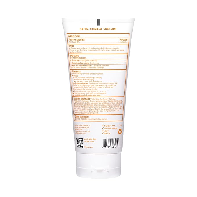 Think Sport Clear Zinc Sunscreen SPF 30, 6 FZ
