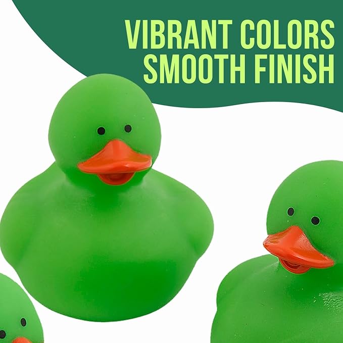 Fun Express Rubber 2" Solid Color Duckies - 12 Ducks (Green)