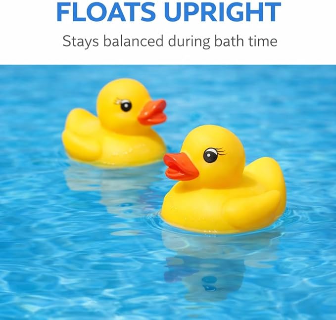 36 PCS Yellow Classic Rubber Duck Bath Toys - BPA Free Floating Duckies for Girls, Baby Shower Decorations, Bulk Party Favors, Kids Birthday Gifts (Yellow)